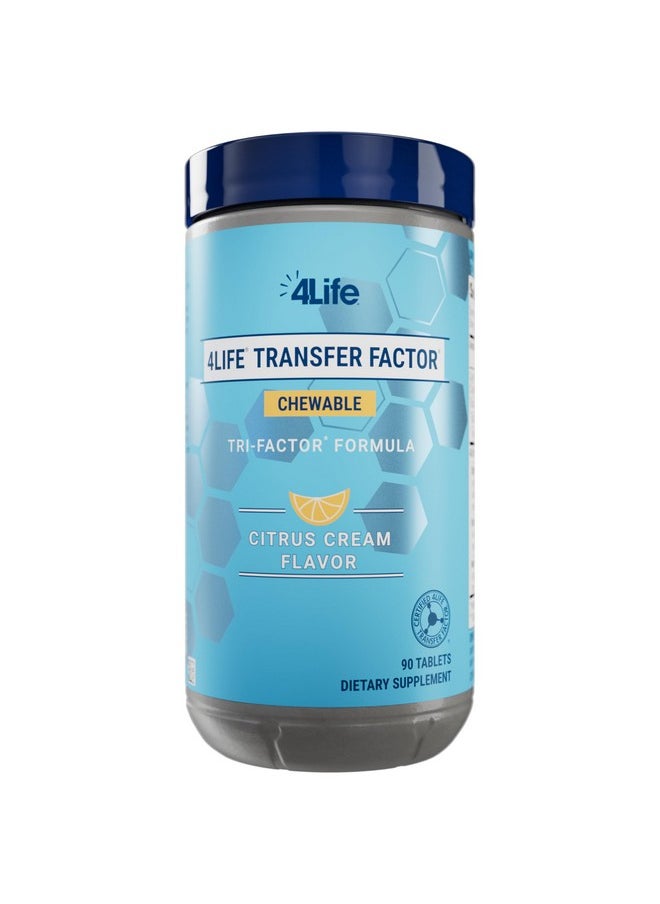 4life - 4Life Transfer Factor Chewable Tri-Factor Formula -with Cow Colostrum and Chicken Egg Yolk Extracts - Citrus Cream Flavor - 90 Chewable Tablets - Image 1
