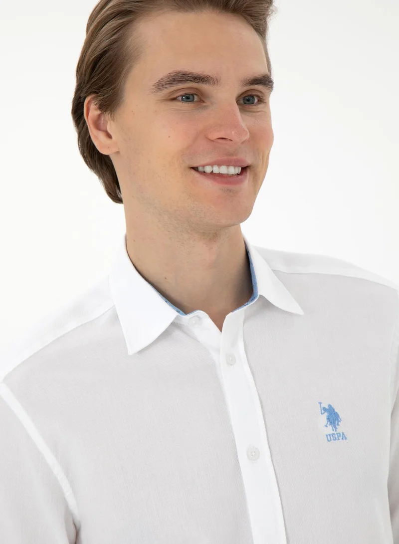 U.S. Polo Assn. Men's Textured Regular Fit Cotton Shirt