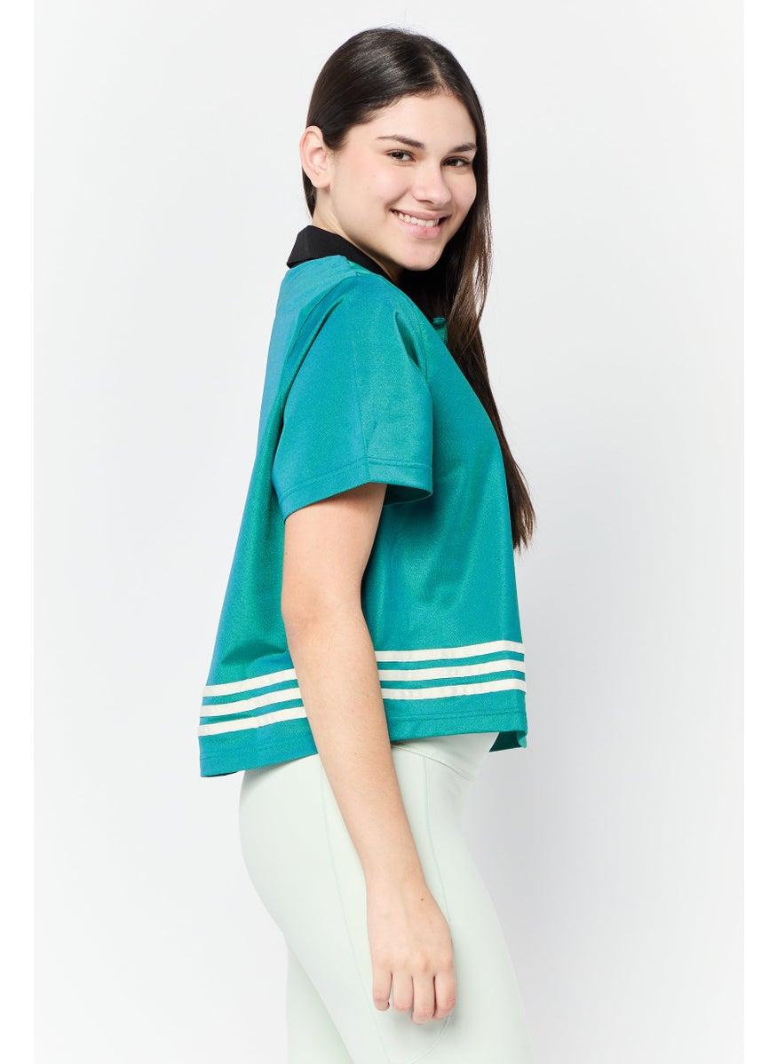 adidas Originals Women Sportswear Fit Short Sleeve Outdoor Polo Shirts, Green  - Image 3