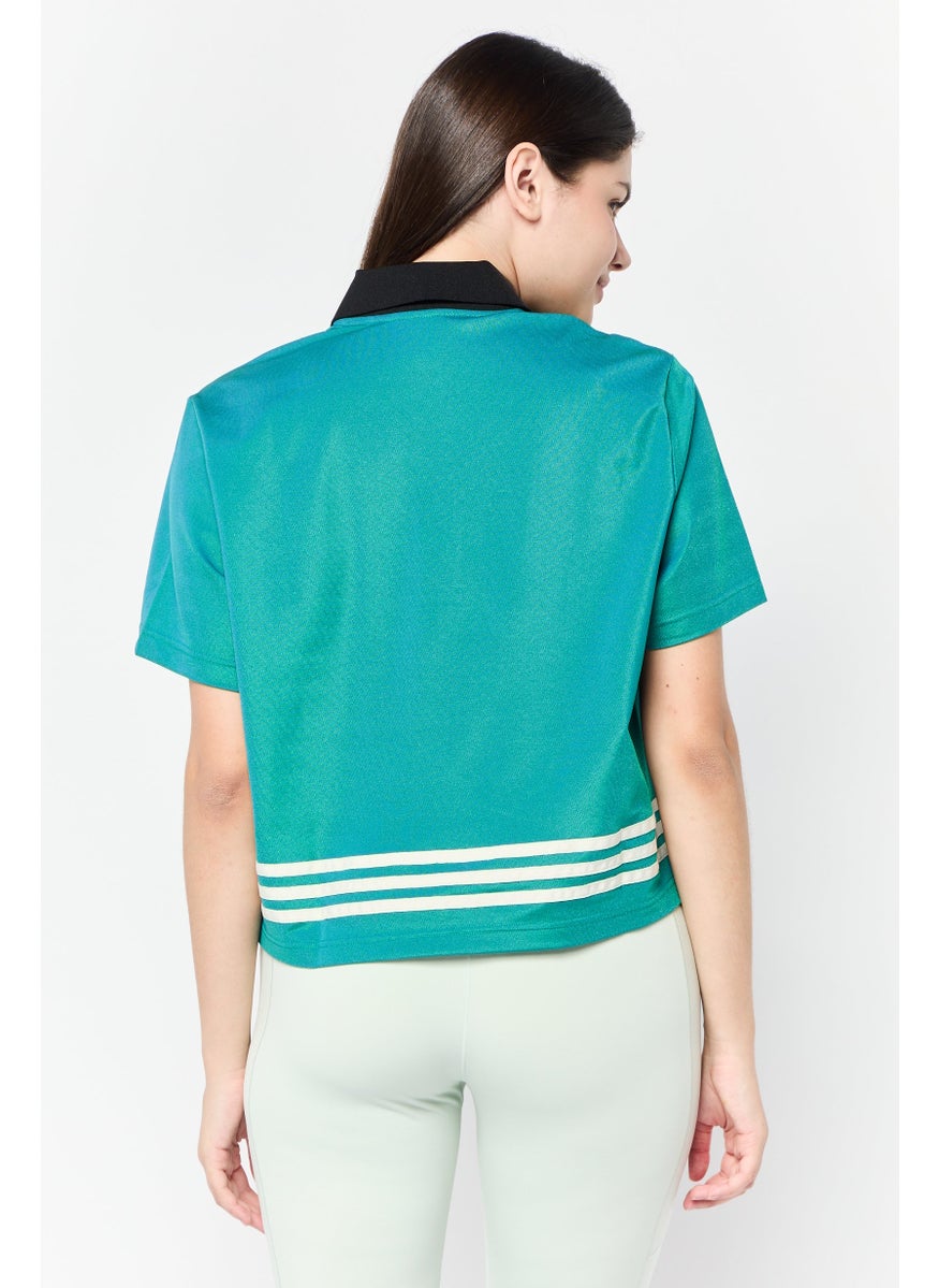 adidas Originals Women Sportswear Fit Short Sleeve Outdoor Polo Shirts, Green  - Image 4