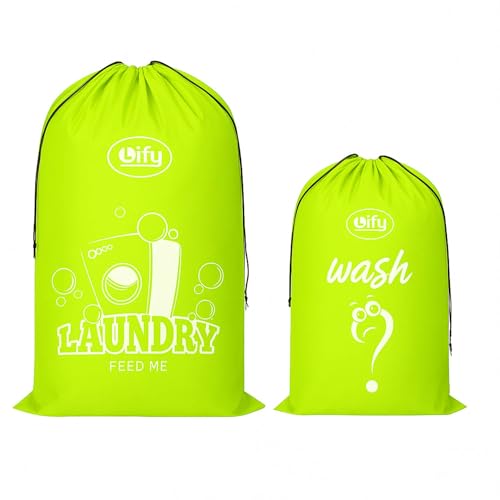 Lify Nylon Laundry Bag - These XL (45X31Inches) & M(31X21.5Inch) Bags Will Fit Laundry Hamper and Strong Enough to Carry up to Three Loads of Clothes (FLORESCENT) - 2 Pcs Pack - Image 1