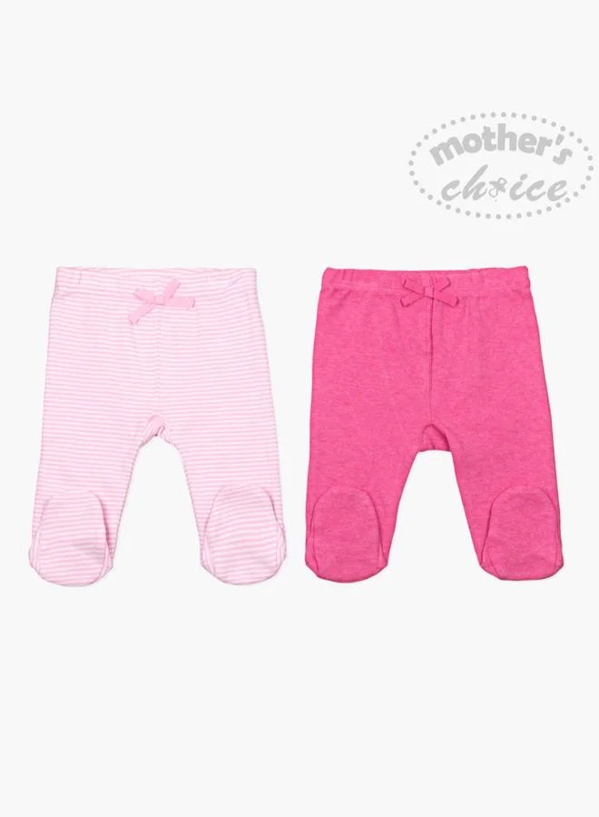 Mothers Choice Pack of 2 - Super Soft Cotton Baby Footed Pants