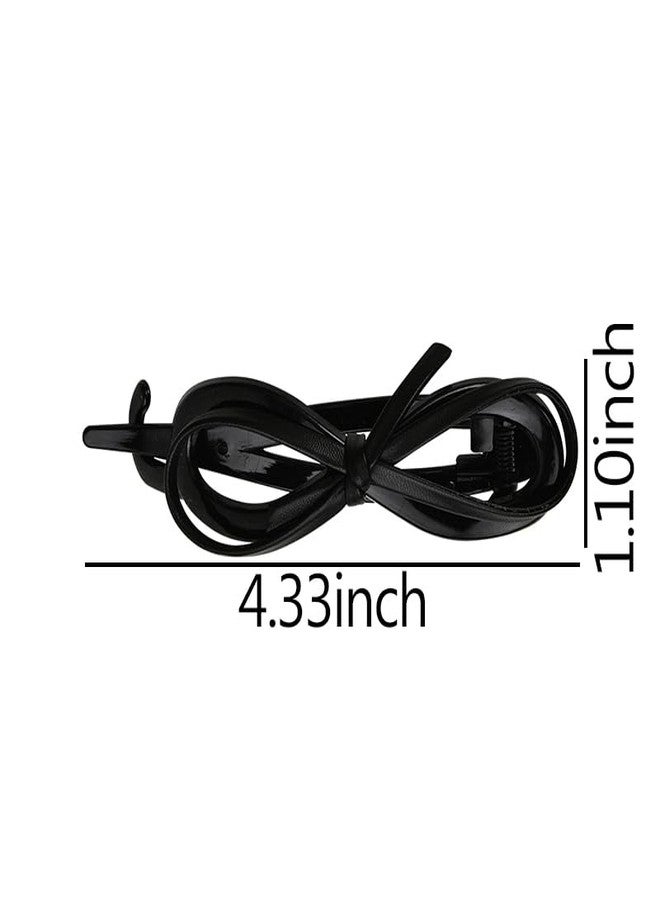 Sisadodo Black Twist Hair Clips for Women Flat Hair Clip Claw for Thick Thin Hair Strong Hold French Barrettes Clips for Teen Girls Fashion Hair Accessories Ornaments for Women Girls Black Bow Hair Clip Pins - Image 2