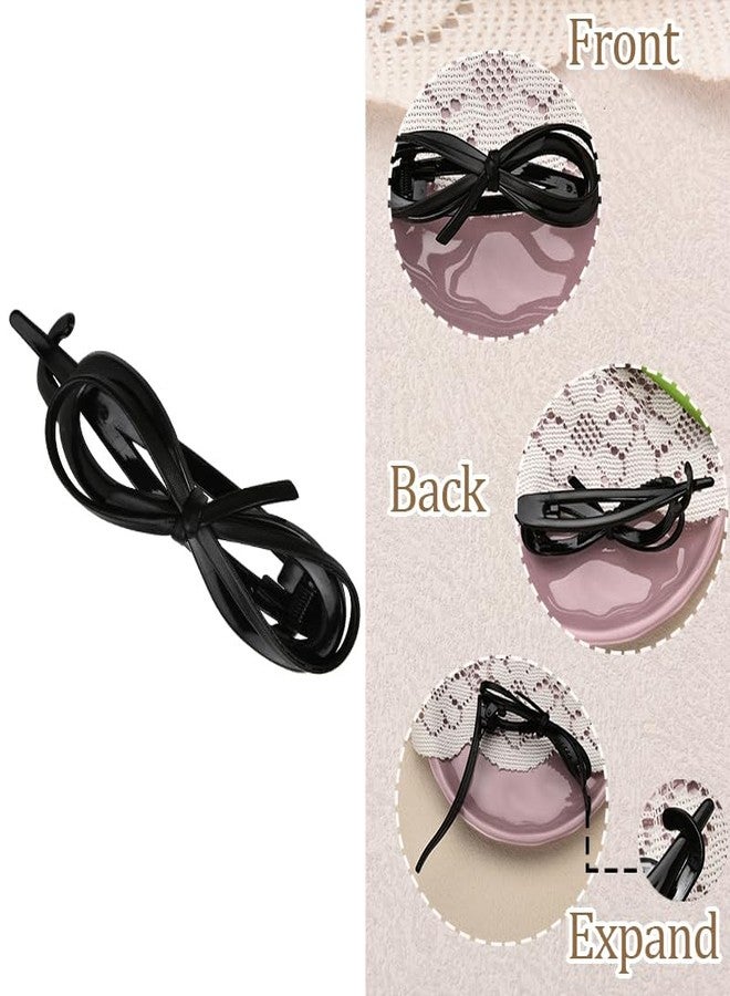 Sisadodo Black Twist Hair Clips for Women Flat Hair Clip Claw for Thick Thin Hair Strong Hold French Barrettes Clips for Teen Girls Fashion Hair Accessories Ornaments for Women Girls Black Bow Hair Clip Pins - Image 5