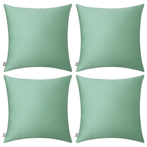 Thmyo 4Pack 100 Cotton Comfortable Solid Decorative Throw Pillow Case Square Cushion Cover Pillowcase Sublimation Blank Pillow Covers DIY Throw Pillowcase for Sofa18x18 inch 45x45cmMist Green