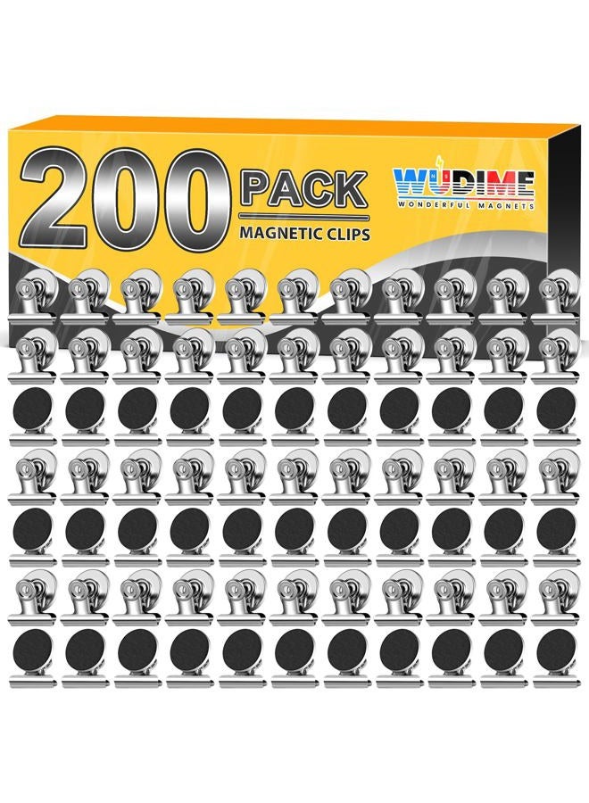 WUDIME 200 Pack Strong Magnetic Clips, Fridge Magnets Refrigerator Magnets, Clip Magnets for Whiteboard, Magnet Clips for List Display Paper Fasteners on Home Office Teaching (Silver) - Image 1