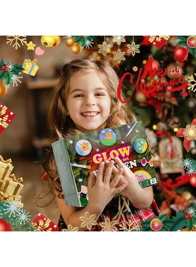 Home Smart Glow in The Dark Wooden Painting kit for Toddlers Kids Deluxe Wooden Painting set with wood slice, wood cartoon ornaments, glowing paint, brushes, glitter glue, drill clay, diamond trays, diamonds, glue, color palette, diamond pen, markers, paint, felt sheet, wiggle eyes, jute twine and instruction manual Gift for your loved ones - Image 5