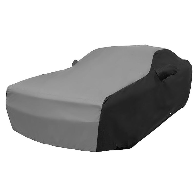 SR1 Performance 2008-2023 Dodge Challenger Indoor/Outdoor Car Cover - Ultraguard Plus 300 Denier UV Protection Water Resistant - Custom Fit for all SXT, GT, R/T, Scat Pack, Hellcat Redeye & Widebody (Gray/Black) - Image 5