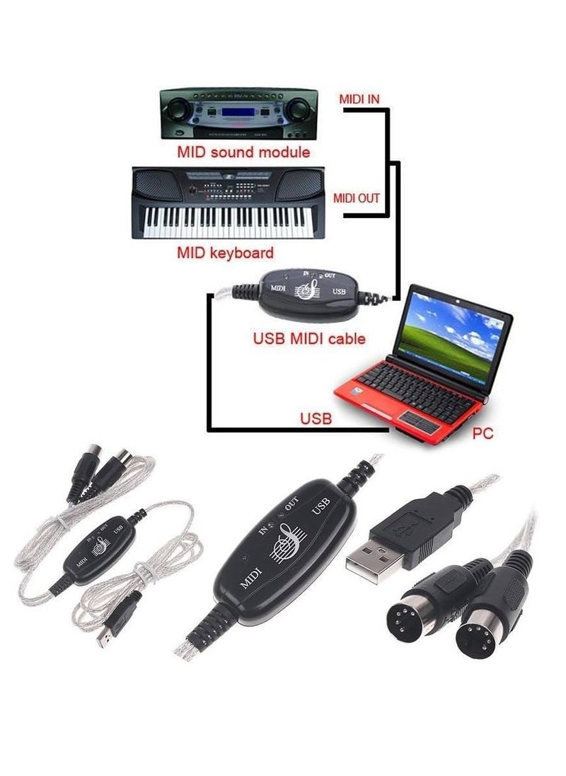 USB MIDI Cable Converter TO PC Music Keyboard Adapter USB TO Keyboard PC MIDI Interface Adapter Cable