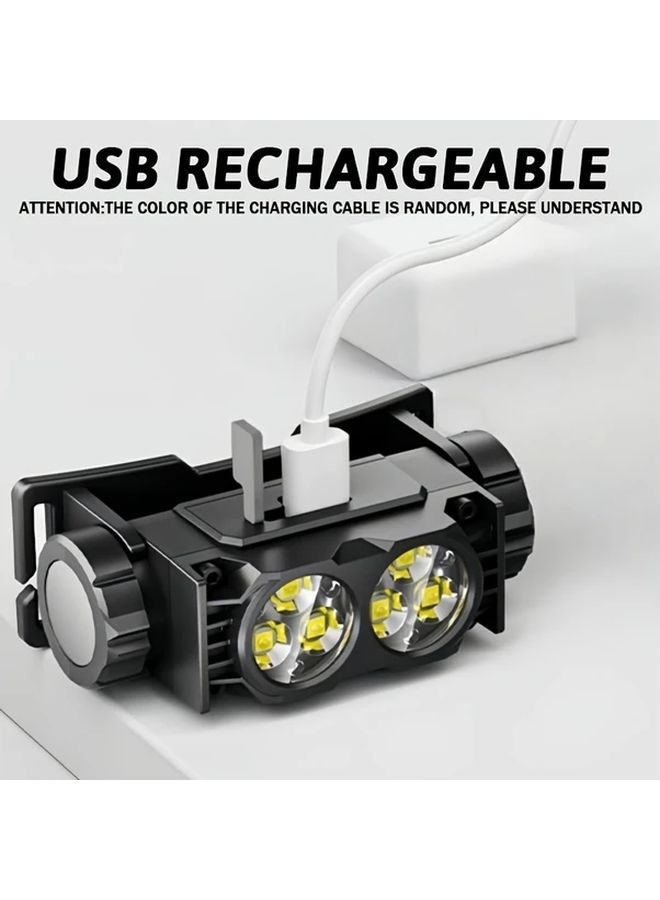 1 قطعة كشاف رأس قابل لإعادة الشحن عبر USB مع 6 لمبات LED، 3 أوضاع، كشاف صغير مع مغناطيس، بدون استخدام اليدين - Image 4