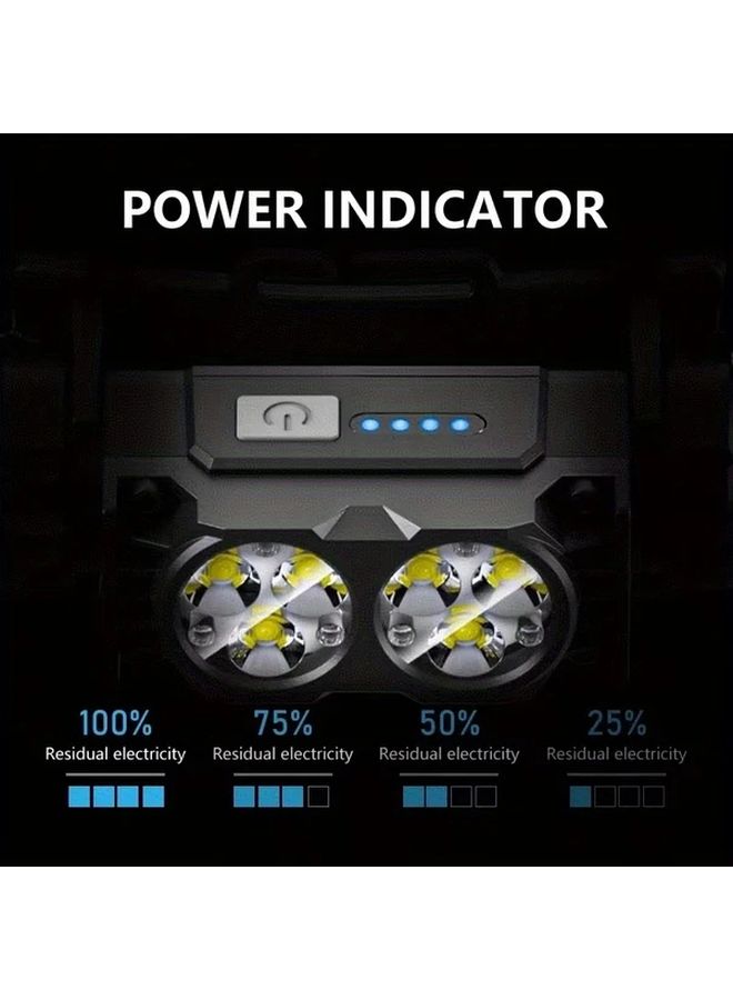 1 قطعة كشاف رأس قابل لإعادة الشحن عبر USB مع 6 لمبات LED، 3 أوضاع، كشاف صغير مع مغناطيس، بدون استخدام اليدين - Image 5
