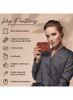 HAMMONDS FLYCATCHER HAMMONDS FLYCATCHER Wallet for Women - Genuine Leather Ladies Wallet - Tan - 14 Card Slots - RFID Protection - 3 ID Card Slots - Women's Wallet - Button Closure -Hand Wallet - Daily Use, Money Purse  - Image 3