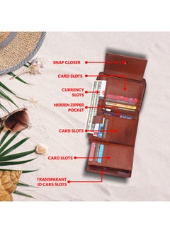 HAMMONDS FLYCATCHER HAMMONDS FLYCATCHER Wallet for Women - Genuine Leather Ladies Wallet - Tan - 14 Card Slots - RFID Protection - 3 ID Card Slots - Women's Wallet - Button Closure -Hand Wallet - Daily Use, Money Purse  - Image 5