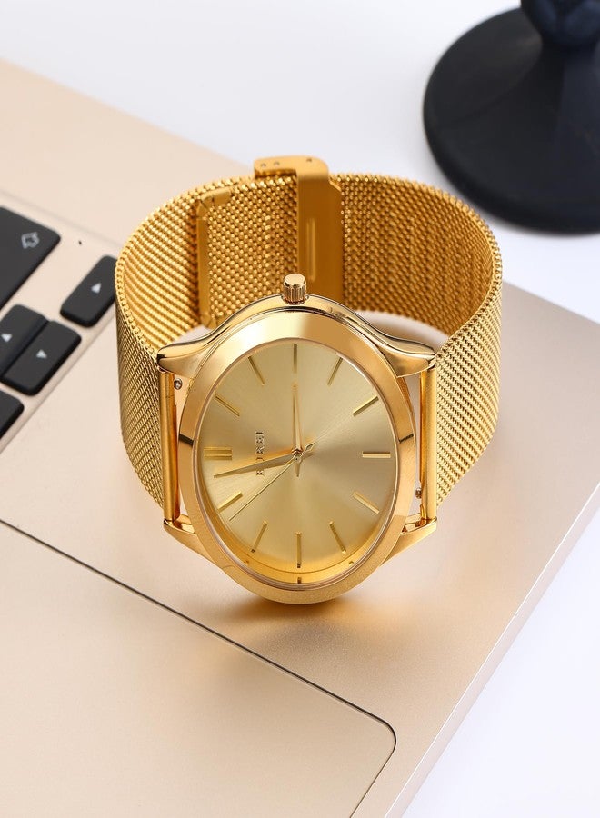 BUREI Men's Wrist Watches, Analog Stainless Steel Quartz Waterproof Watches for Men (Gold Blue.) - Image 4