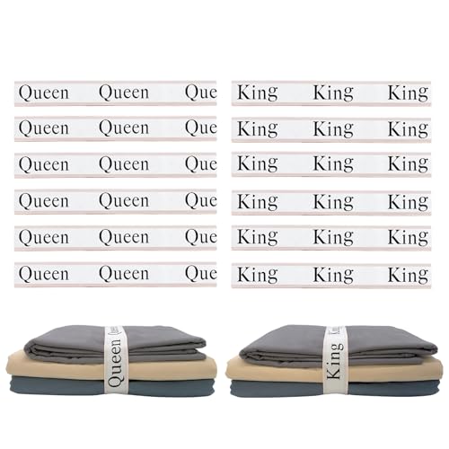 Maletnd 12 Pieces Bed Sheet Organizer Bands Closet Organization Sheet Straps Linen Labels Bedding Bands Elastic Bed Sheet Storage Sheet Keepers 6PcsQueen 6PcsKing