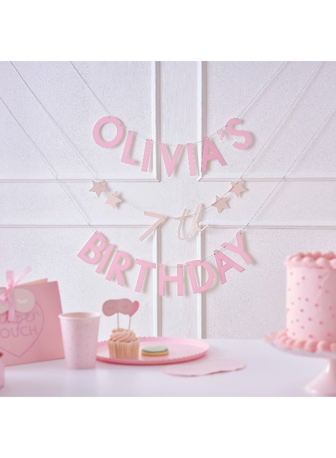 Ginger Ray Customisable Pink Happy Birthday Bunting - Image 1