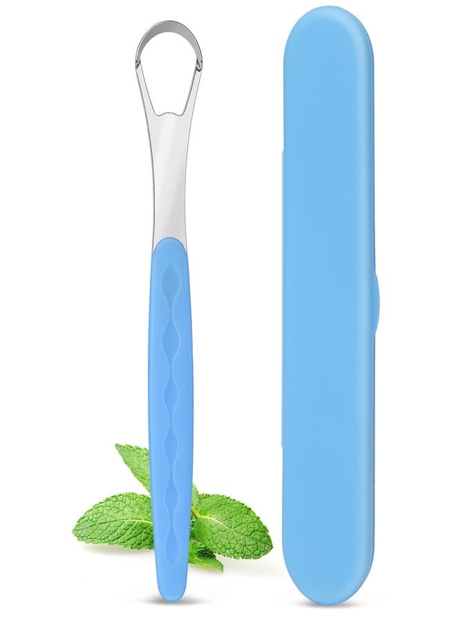Milifox Tongue Scraper for Adults, Stainless Steel Tongue Scraper Cleaner with Case, Metal Scrapers for Kids, Travel, Home, Reduce Bad Breath and Breathe Fresh (Light Blue - Image 1