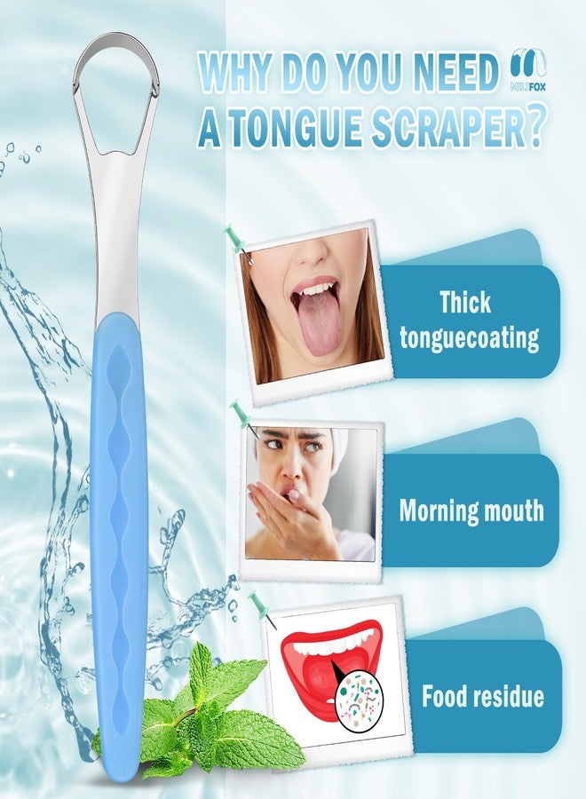 Milifox Tongue Scraper for Adults, Stainless Steel Tongue Scraper Cleaner with Case, Metal Scrapers for Kids, Travel, Home, Reduce Bad Breath and Breathe Fresh (Light Blue - Image 3