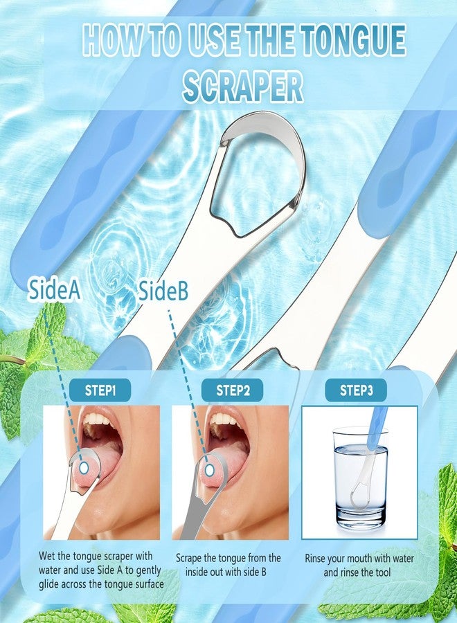Milifox Tongue Scraper for Adults, Stainless Steel Tongue Scraper Cleaner with Case, Metal Scrapers for Kids, Travel, Home, Reduce Bad Breath and Breathe Fresh (Light Blue - Image 4