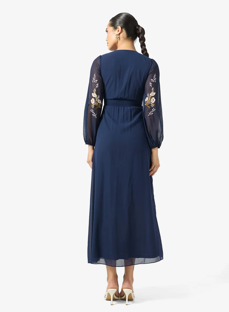 فروك اند فرل V-Neck Embellished Frill Detailed Dress