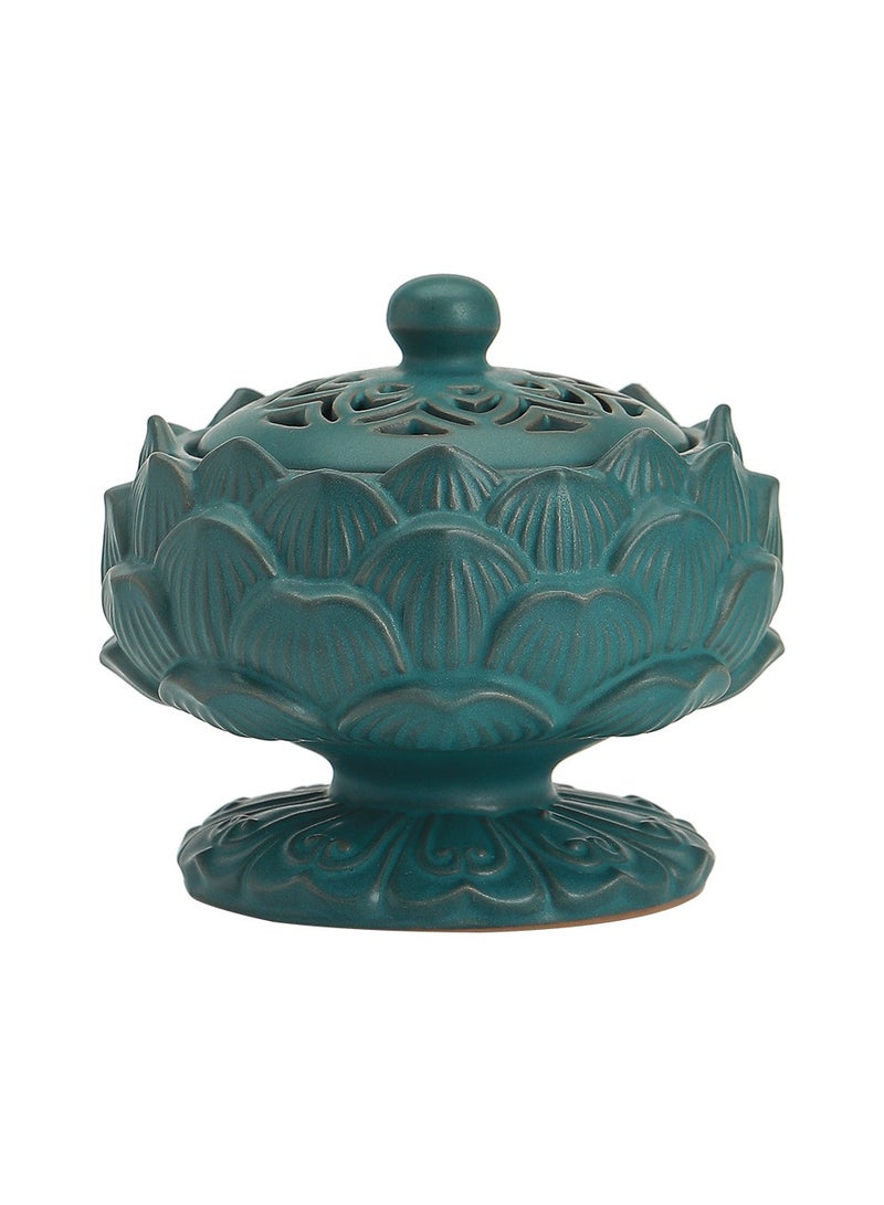 xozgdovg Lotus ceramic incense burner sandalwood home incense ornaments Lotus incense burner creative incense burner /180# Lotus incense burner (green) 
