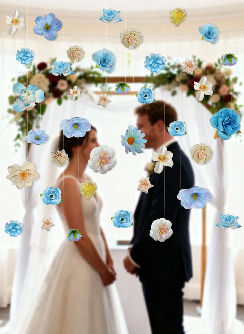 هومار كيت مجموعة من 52 قطعة من الزهور الاصطناعية المعلقة مع ستائر يمكنك تركيبها بنفسك، وديكورات عائمة وسقفية لحفلات أعياد الميلاد وحفلات الزفاف - Image 4