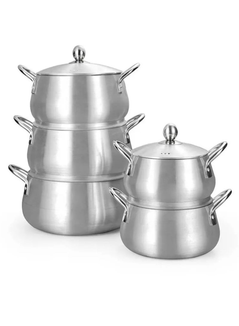 10-piece aluminum cookware set, silver, 16 - 18 - 20 - 22 - 24 cm - Image 1