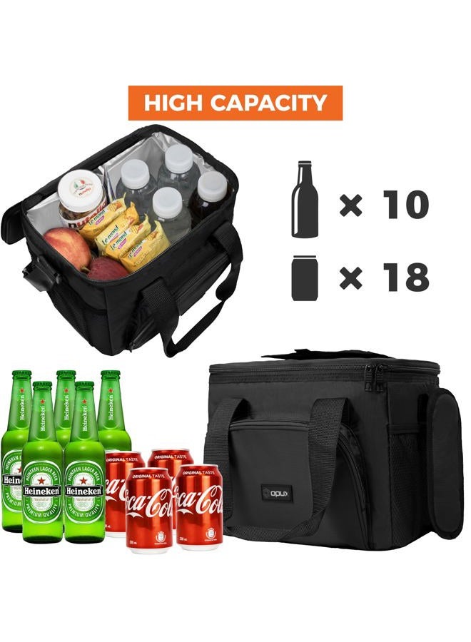 OPUX (Heather Navy) - OPUX Thermal Insulated Soft Mini Collapsible Cooler Bag with Shoulder Strap Leakproof Liner, Large Lunch Box for Family Car Road Trips, Construction Job, Work Office Fits 16 Cans (Hea - Image 2