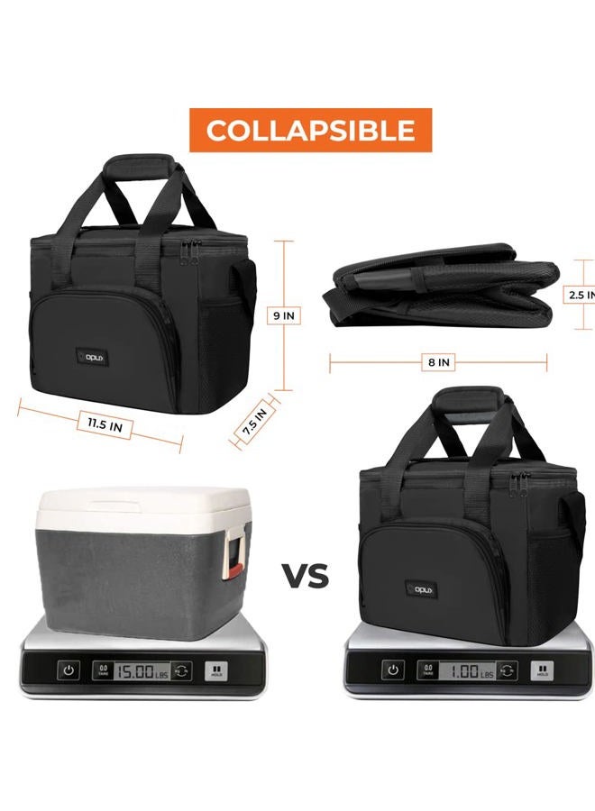 OPUX (Heather Navy) - OPUX Thermal Insulated Soft Mini Collapsible Cooler Bag with Shoulder Strap Leakproof Liner, Large Lunch Box for Family Car Road Trips, Construction Job, Work Office Fits 16 Cans (Hea - Image 4