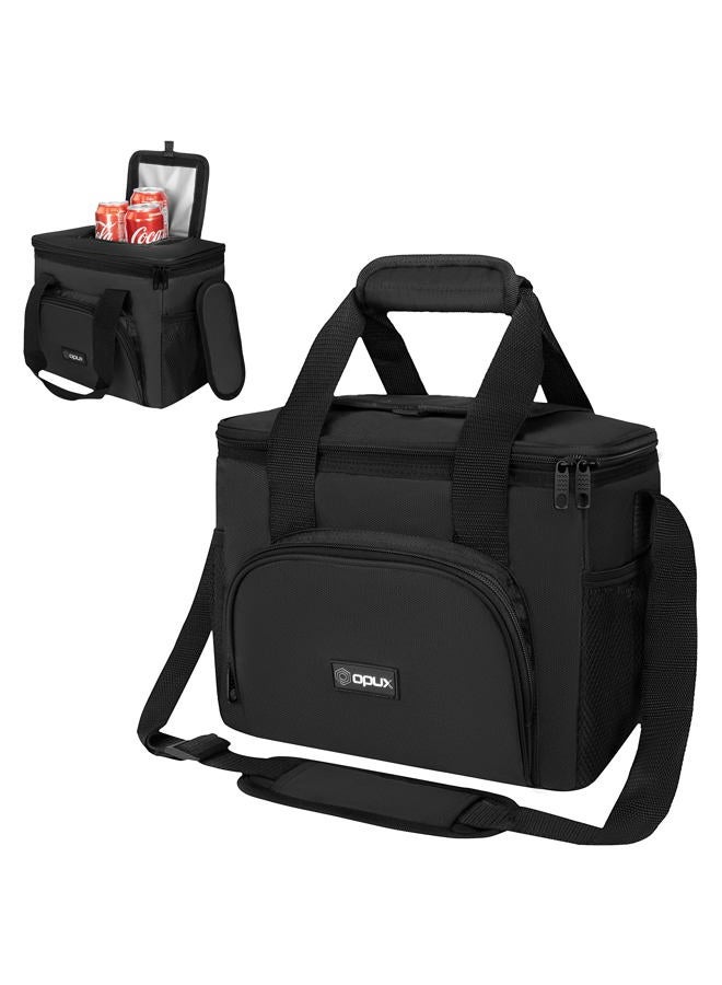OPUX (Heather Navy) - OPUX Thermal Insulated Soft Mini Collapsible Cooler Bag with Shoulder Strap Leakproof Liner, Large Lunch Box for Family Car Road Trips, Construction Job, Work Office Fits 16 Cans (Hea - Image 1