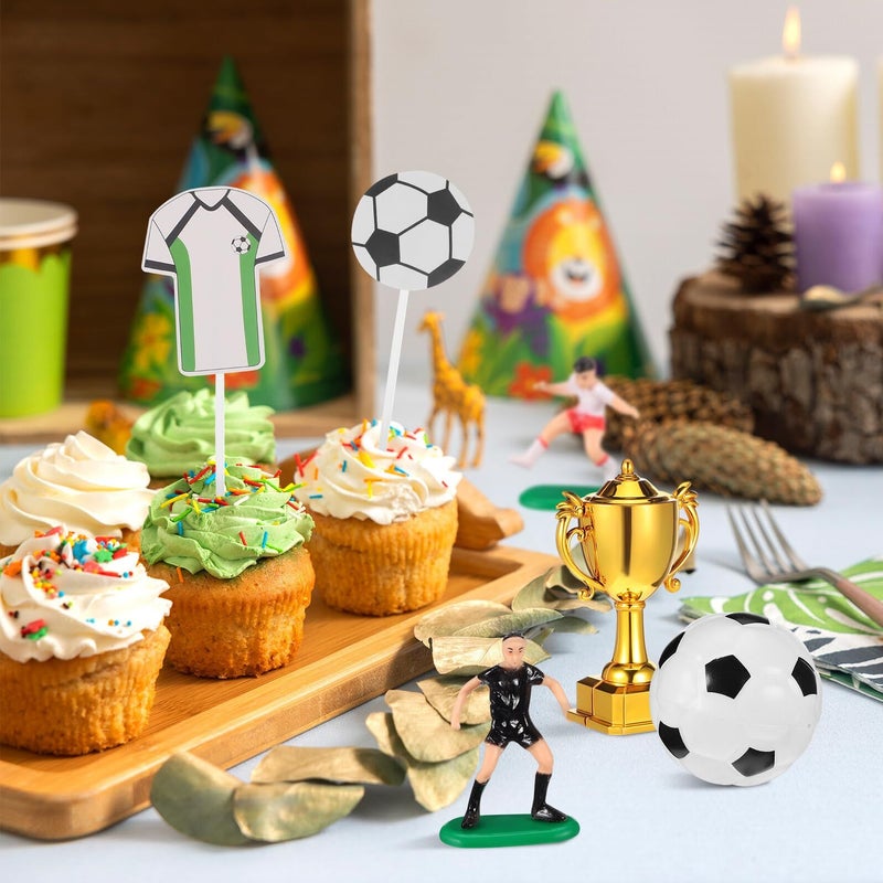 Unomor Soccer Cake Decorations for Boys Birthday Party Supplies Light Safe Toppers - Image 5