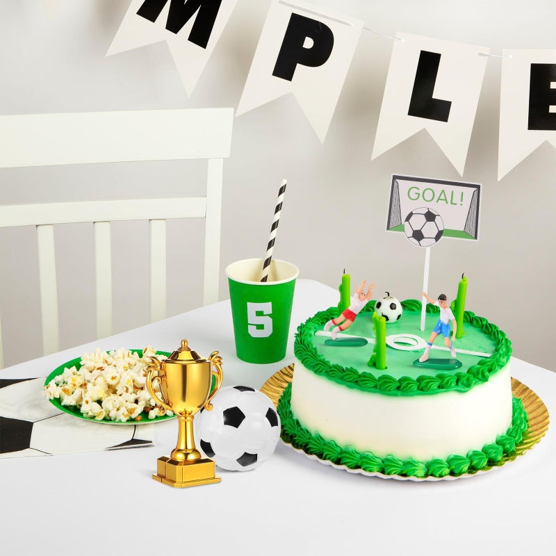 Unomor Soccer Cake Decorations for Boys Birthday Party Supplies Light Safe Toppers - Image 3