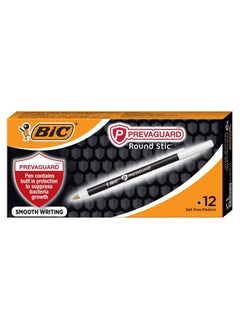 Bic Prevaguard Round Stic Ballpoint Pen With Builtin Protection To Suppress Bacteria Growth Medium Point (1.0 Mm) Black 12Count  - Image 1