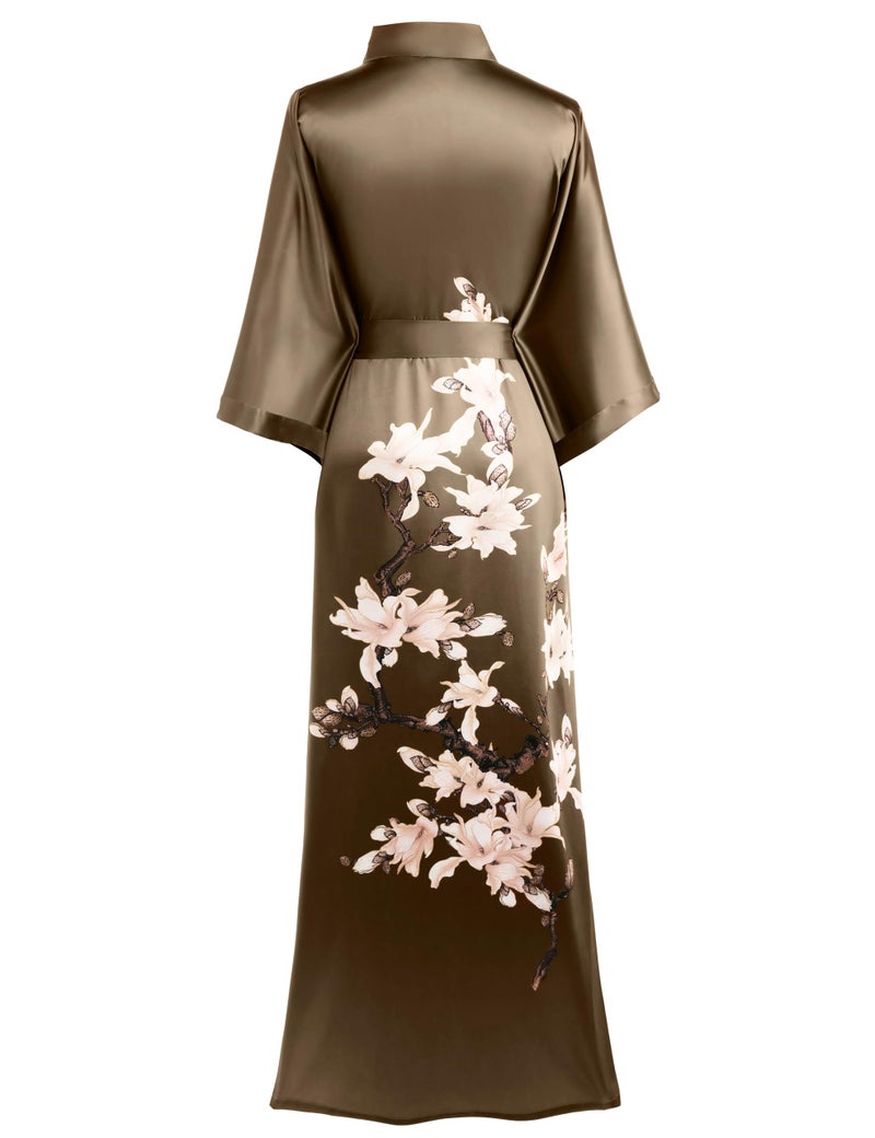 BABEYOND BABEYOND Kimono Robe Cover up with Box Long Floral Satin Sleepwear Silky Bathrobe Bachelorette Robe  - Image 2