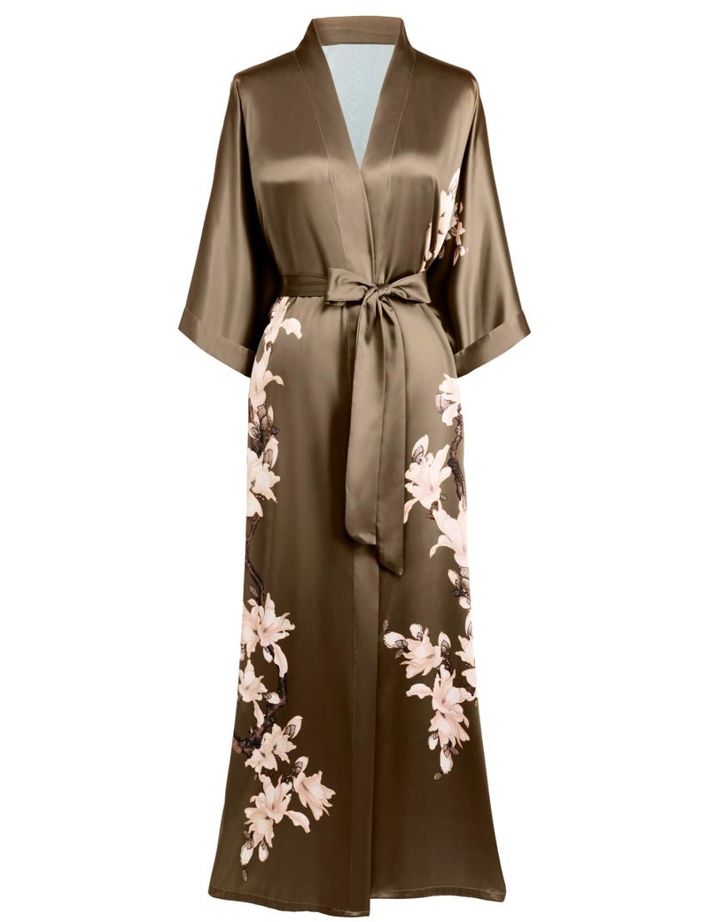 BABEYOND BABEYOND Kimono Robe Cover up with Box Long Floral Satin Sleepwear Silky Bathrobe Bachelorette Robe  - Image 1
