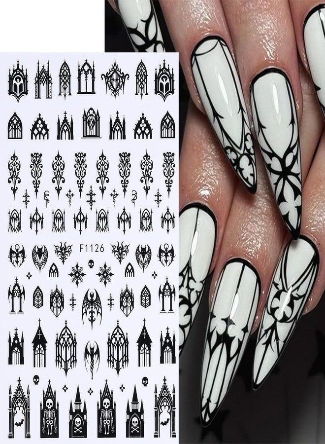 7 Sheets Black Gothic Nail Stickers for Nail Art, 3D Self-Adhesive Witchy Halloween Nail Decals, Nail Supplies Nail Art Designs Accessories for Women and Girls Manicure DIY Decoration - Image 4