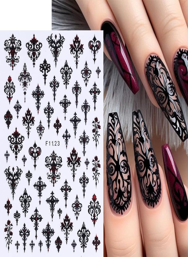 7 Sheets Black Gothic Nail Stickers for Nail Art, 3D Self-Adhesive Witchy Halloween Nail Decals, Nail Supplies Nail Art Designs Accessories for Women and Girls Manicure DIY Decoration - Image 3