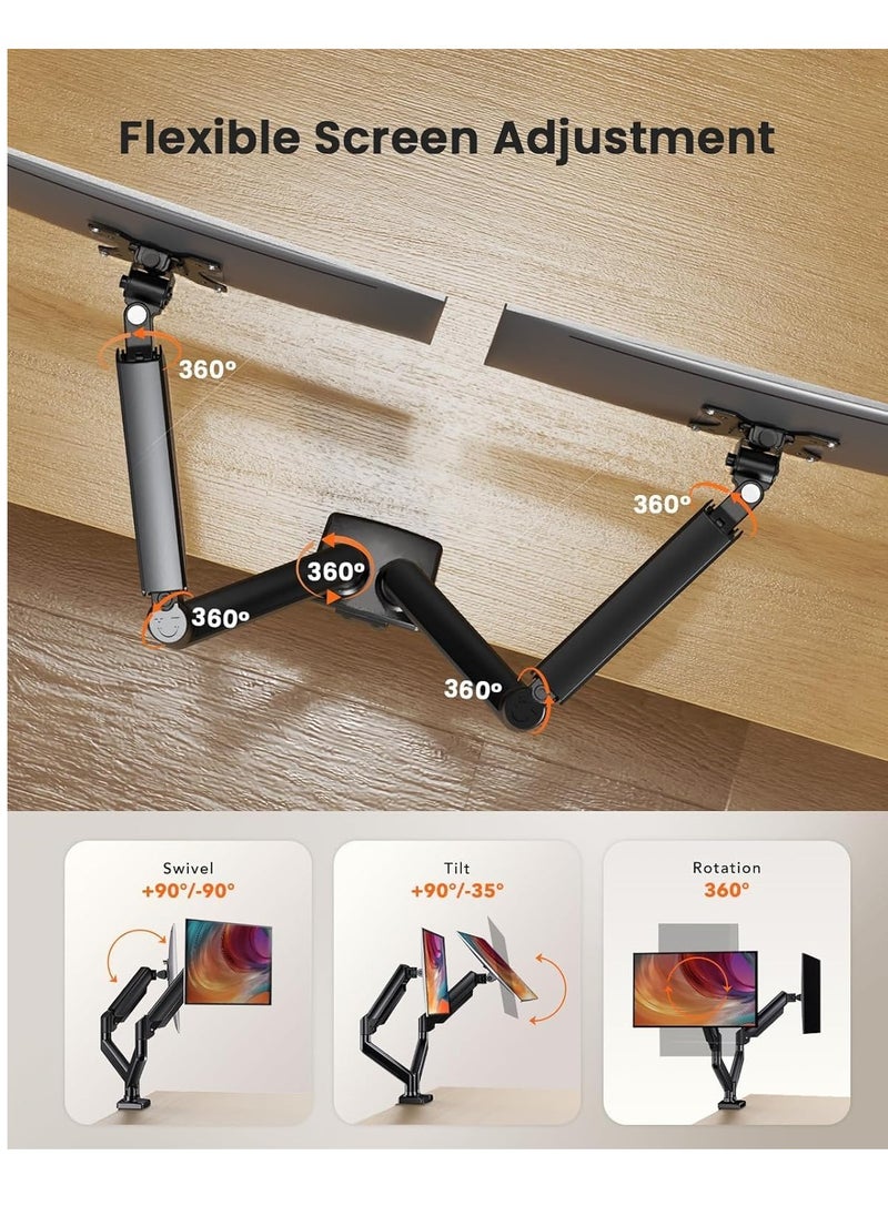 ELTRAZONE Dual Monitor Stand up to 32 Inches – Adjustable Dual Monitor Mount, Sturdy Steel VESA Monitor Stand with Max Load of 22lbs per Arm, Compatible with VESA 75x75/100x100mm – Ergonomic and Durable Solution for Home & Office  - Image 4