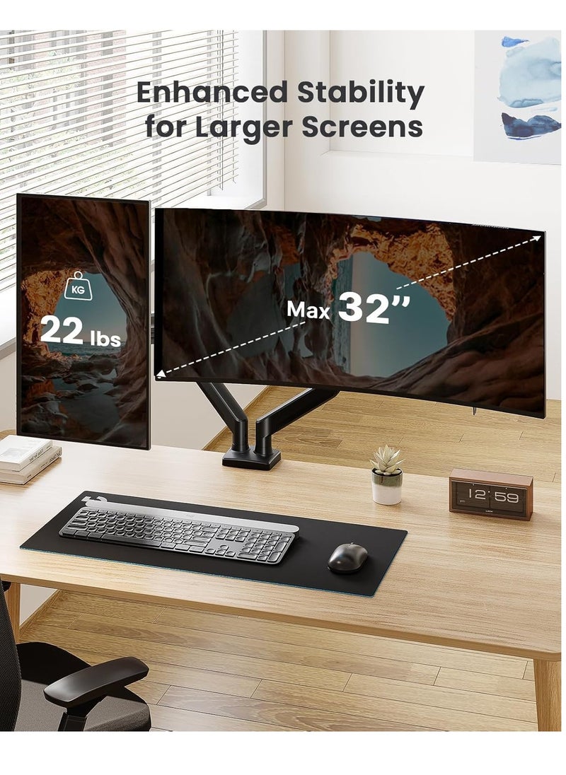 ELTRAZONE Dual Monitor Stand up to 32 Inches – Adjustable Dual Monitor Mount, Sturdy Steel VESA Monitor Stand with Max Load of 22lbs per Arm, Compatible with VESA 75x75/100x100mm – Ergonomic and Durable Solution for Home & Office  - Image 5