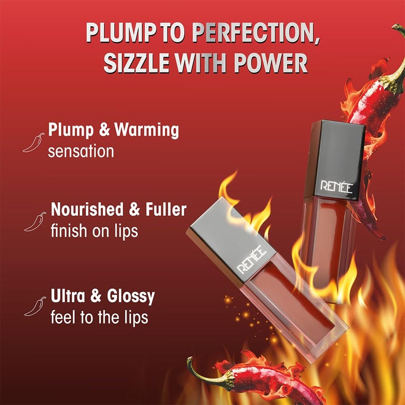 RENEE Hot Sauce Plumping Lip Gloss Cherry Chipotle Ultra Glossy Finish Lightweight Nourishing for Fuller Juicy Lips Jojoba Oil Sweet Almond Oil Vitamin E Infused - Image 2