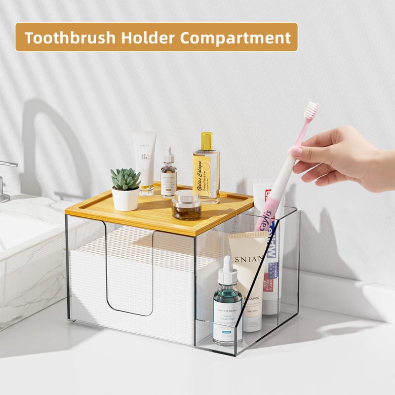VITVITI Disposable Face Towel Holder Box, Acrylic Clean Skin Club Facial Towel Container, Large Disposable Face Towels Storage for Bathroom Vanity Makeup, Clear - Image 3