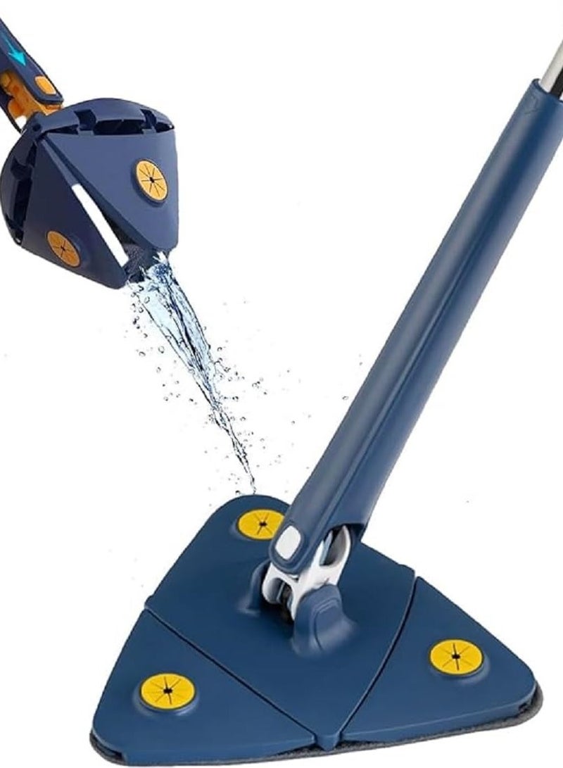 360 Degree Rotating Cleaning Mop  - Triangle Mop with Long Handle Stainless Steel, Pressure Washer, Dry and Wet Mop for Floor, Window, Ceiling, Narrow Space - Triangle Microfiber Mop Cloth - Quick Dry and Reusable for Wet and Dry Cleaning of Floor, Wall, Ceiling, Windows - Adjustable Rotating Mop Cloth - 360 Degree Rotating Telescopic Mop with Automatic Water Pressure, for Cleaning Kitchen, Wall, Ceiling, Sofa, Corner - Image 1
