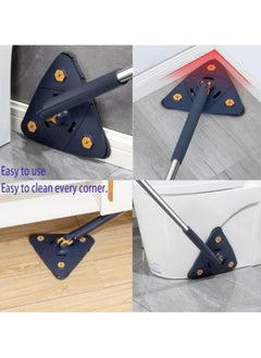 360 Degree Rotating Cleaning Mop (with Extra Spare) - Triangle Mop with Long Handle Stainless Steel, Pressure Washer, Dry and Wet Mop for Floor, Window, Ceiling, Narrow Space - Triangle Microfiber Mop Cloth - Quick Dry and Reusable for Wet and Dry Cleaning of Floor, Wall, Ceiling, Windows - Adjustable Rotating Mop Cloth - 360 Degree Rotating Telescopic Mop with Automatic Water Pressure, for Cleaning Kitchen, Wall, Ceiling, Sofa, Corner - pzsku/Z15FE0AC343AA874B2260Z/45/_/1739356714/057c1da4-c46b-4af3-a60e-614d59e00229