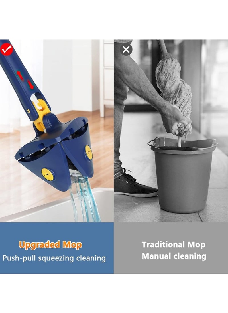 Generic - 360 Degree Rotating Cleaning Mop  - Triangle Mop with Long Handle Stainless Steel, Pressure Washer, Dry and Wet Mop for Floor, Window, Ceiling, Narrow Space - Triangle Microfiber Mop Cloth - Quick Dry and Reusable for Wet and Dry Cleaning of Floor, Wall, Ceiling, Windows - Adjustable Rotating Mop Cloth - 360 Degree Rotating Telescopic Mop with Automatic Water Pressure, for Cleaning Kitchen, Wall, Ceiling, Sofa, Corner - Image 1