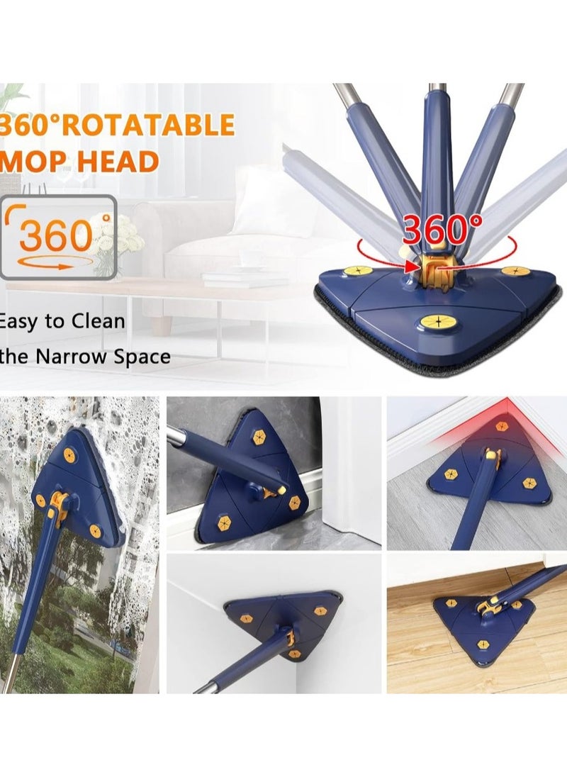 Generic - 360 Degree Rotating Cleaning Mop  - Triangle Mop with Long Handle Stainless Steel, Pressure Washer, Dry and Wet Mop for Floor, Window, Ceiling, Narrow Space - Triangle Microfiber Mop Cloth - Quick Dry and Reusable for Wet and Dry Cleaning of Floor, Wall, Ceiling, Windows - Adjustable Rotating Mop Cloth - 360 Degree Rotating Telescopic Mop with Automatic Water Pressure, for Cleaning Kitchen, Wall, Ceiling, Sofa, Corner - Image 1