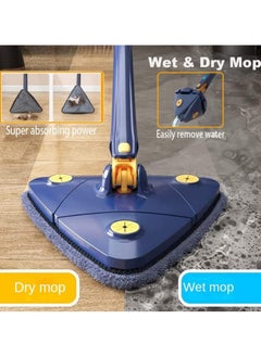 360 Degree Rotating Cleaning Mop (with Extra Spare) - Triangle Mop with Long Handle Stainless Steel, Pressure Washer, Dry and Wet Mop for Floor, Window, Ceiling, Narrow Space - Triangle Microfiber Mop Cloth - Quick Dry and Reusable for Wet and Dry Cleaning of Floor, Wall, Ceiling, Windows - Adjustable Rotating Mop Cloth - 360 Degree Rotating Telescopic Mop with Automatic Water Pressure, for Cleaning Kitchen, Wall, Ceiling, Sofa, Corner - pzsku/Z15FE0AC343AA874B2260Z/45/_/1739356728/1ce96a44-30a1-474b-a246-5b1fb8ee2ad1