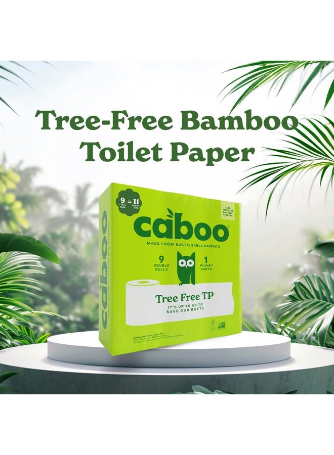 CABOO Tree Free Bamboo Toilet Paper, Plastic Free, Eco Friendly Chemical Septic Safe Biodegradable Bath Tissue, Quick Dissolving 2 Ply Sheets, 300 Sheets Per Roll, 9 Double Rolls - Image 3