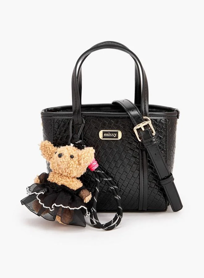 ميسي Tote With Waffle Embossing And Multiple Charms