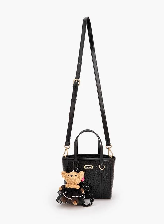 ميسي Tote With Waffle Embossing And Multiple Charms