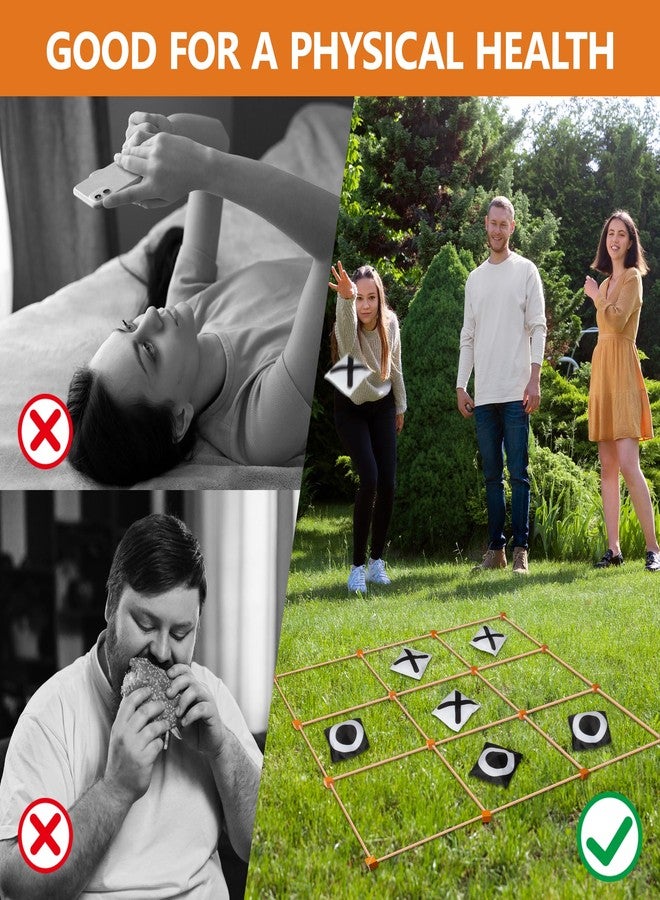 MALLMALL6 Giant Tic Tac Toe Game Summer Outdoor, 4Ft X 4Ft No Assembly Wooden Toss Indoor Game with 10 Widen Weighted Bean Bag, Large Yard Backyard Lawn Carnival Camping Toss Across for Family Adults - Image 5